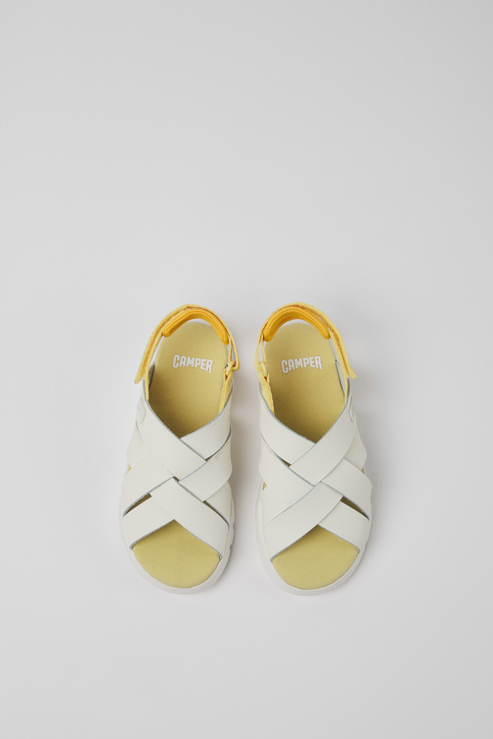 Oruga White leather and textile sandals for kids