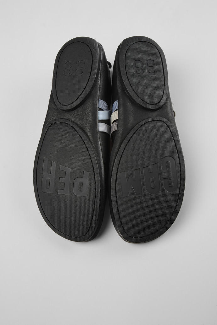 Twins Black Leather Ballerina for Women