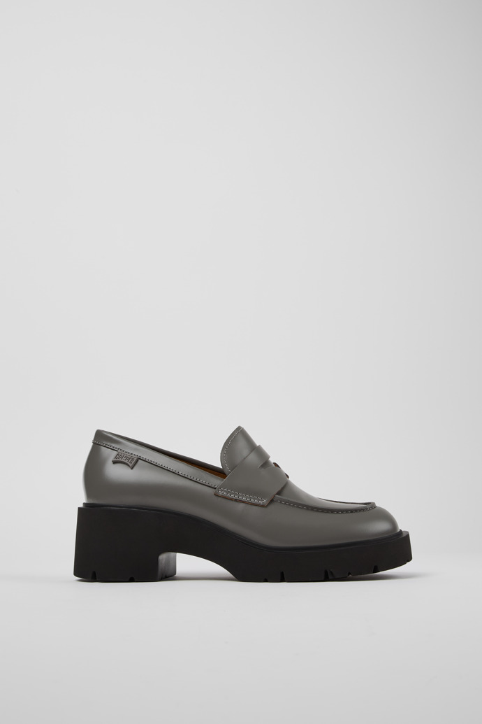 Milah Gray leather loafers for women