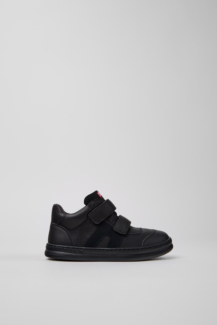 Runner Black Leather/Nubuck Sneaker Booties for Kids.