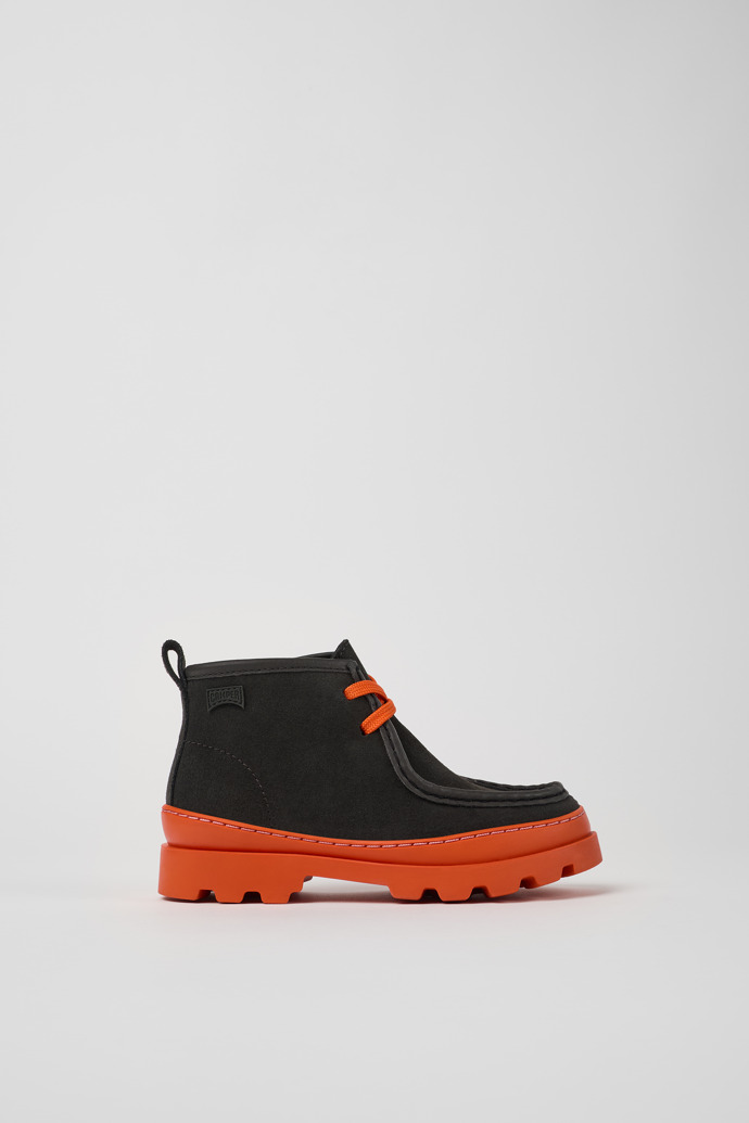 Brutus Grey leather and nubuck ankle boots for kids