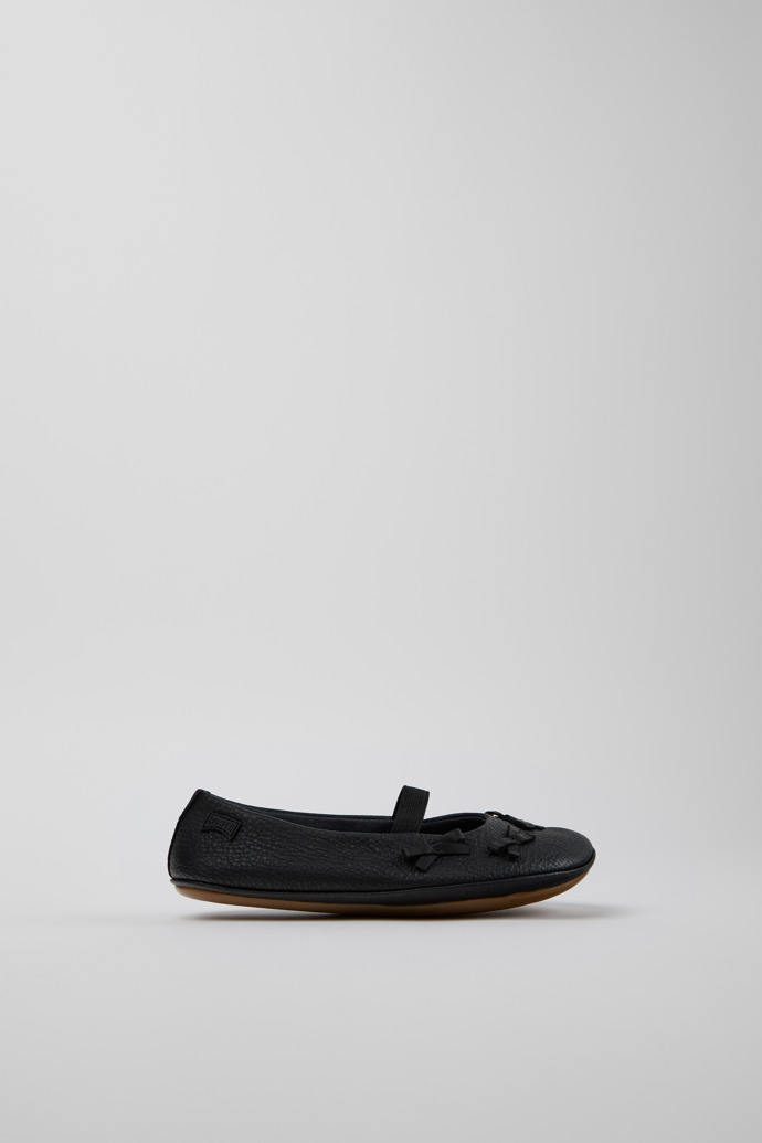 Twins Black Leather Ballerinas for Kids.