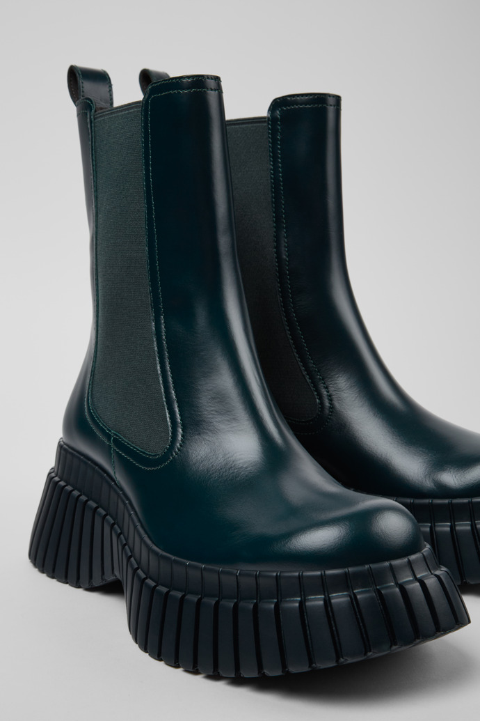 BCN Green leather chelsea boots for women