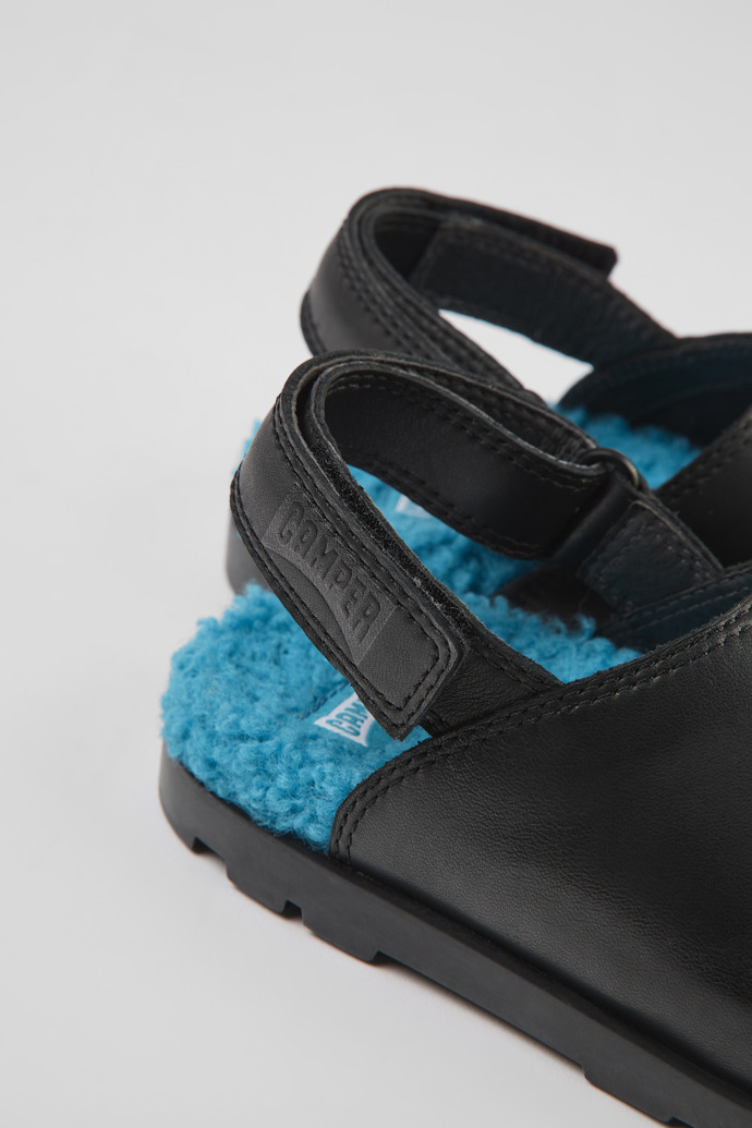 Brutus Black leather clogs for kids