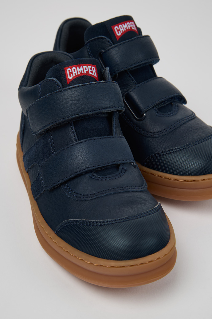 Runner Blue Leather Sneaker Booties for Kids.