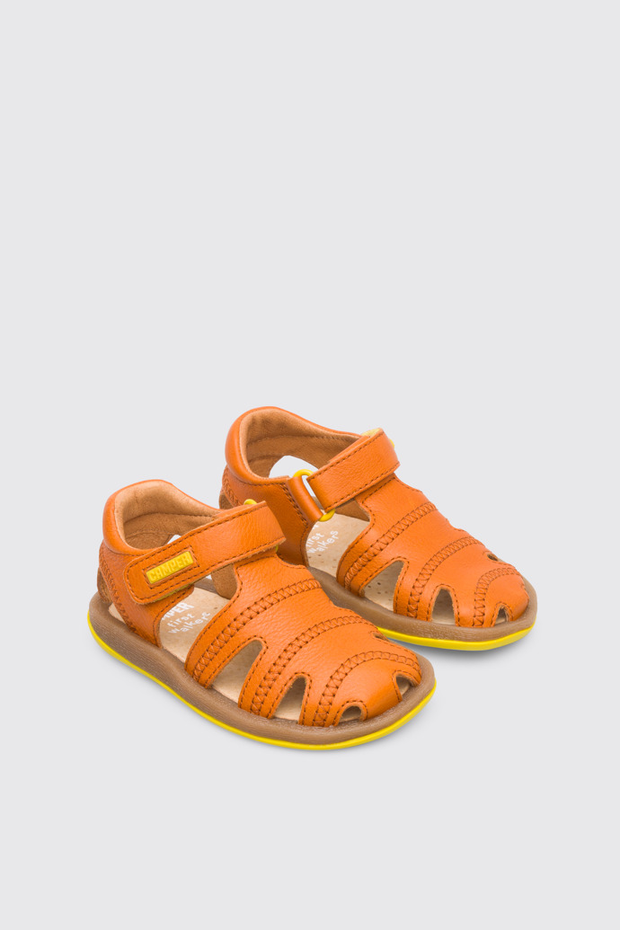 Bicho Closed dark orange T-strap sandal for kids