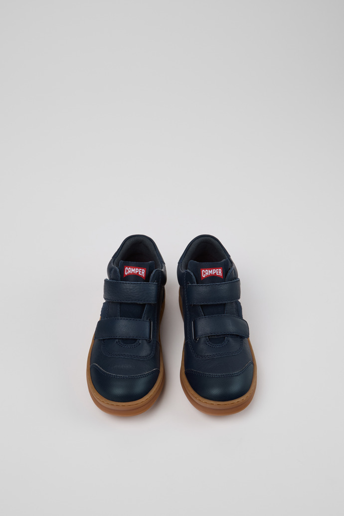 Runner Blue Leather Sneaker Booties for Kids.