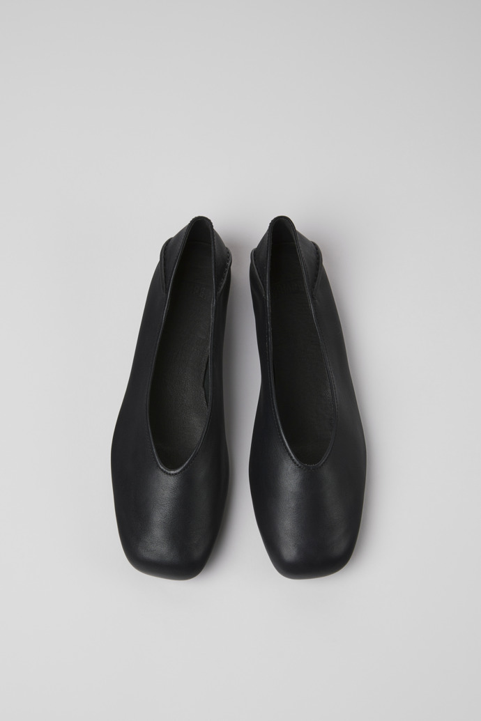 Casi Myra Black Leather Ballerinas for Women.