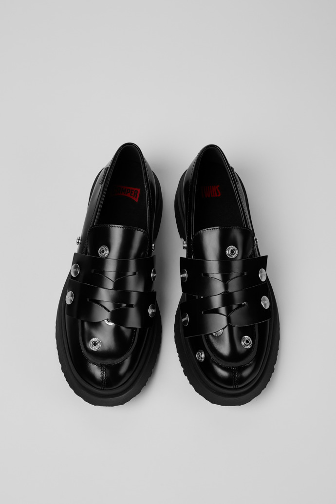 Twins Black Leather Moccasins for Men.