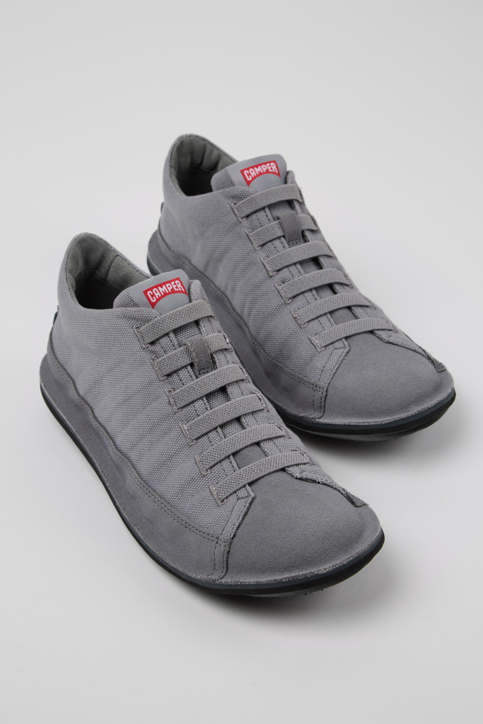 Beetle Gray Recycled Cotton and Nubuck Men's Ankle Boots.