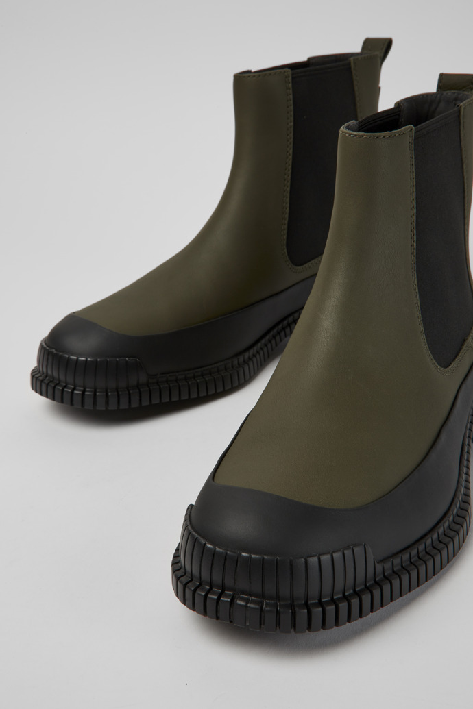 Pix Green Leather Chelsea Bootie for Men