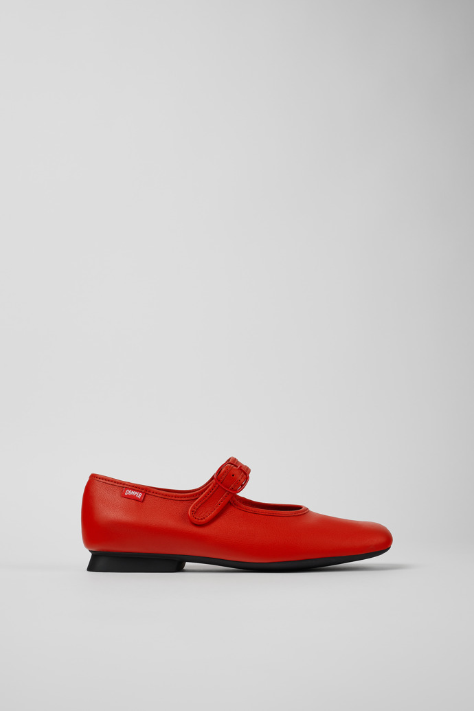 Casi Myra Red Leather Shoes for Women.