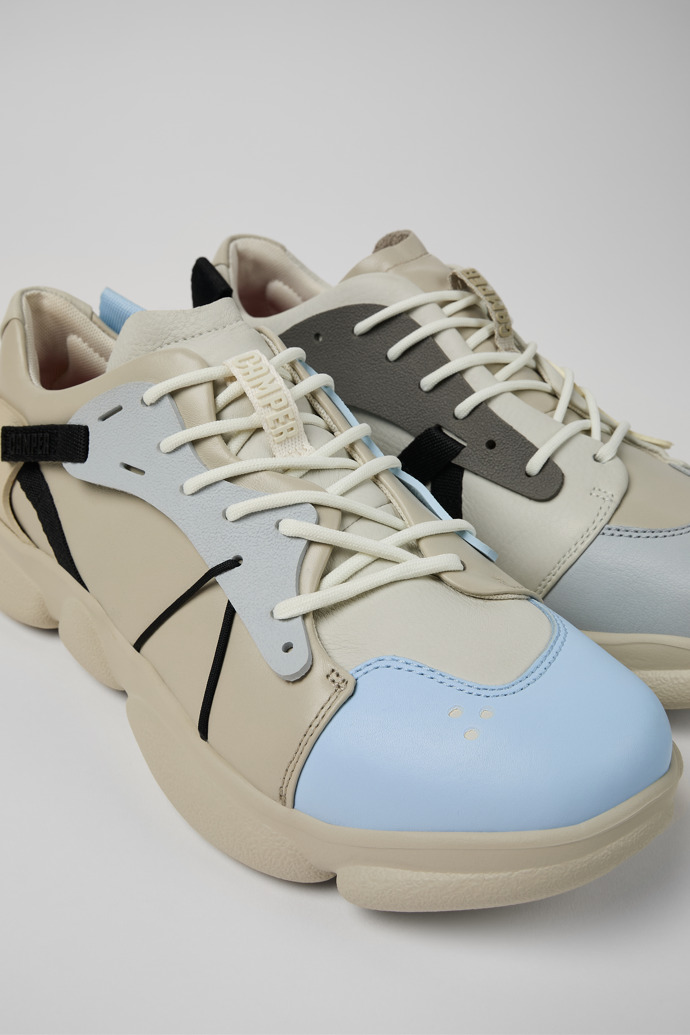 Twins Multicolored leather and textile sneakers for men