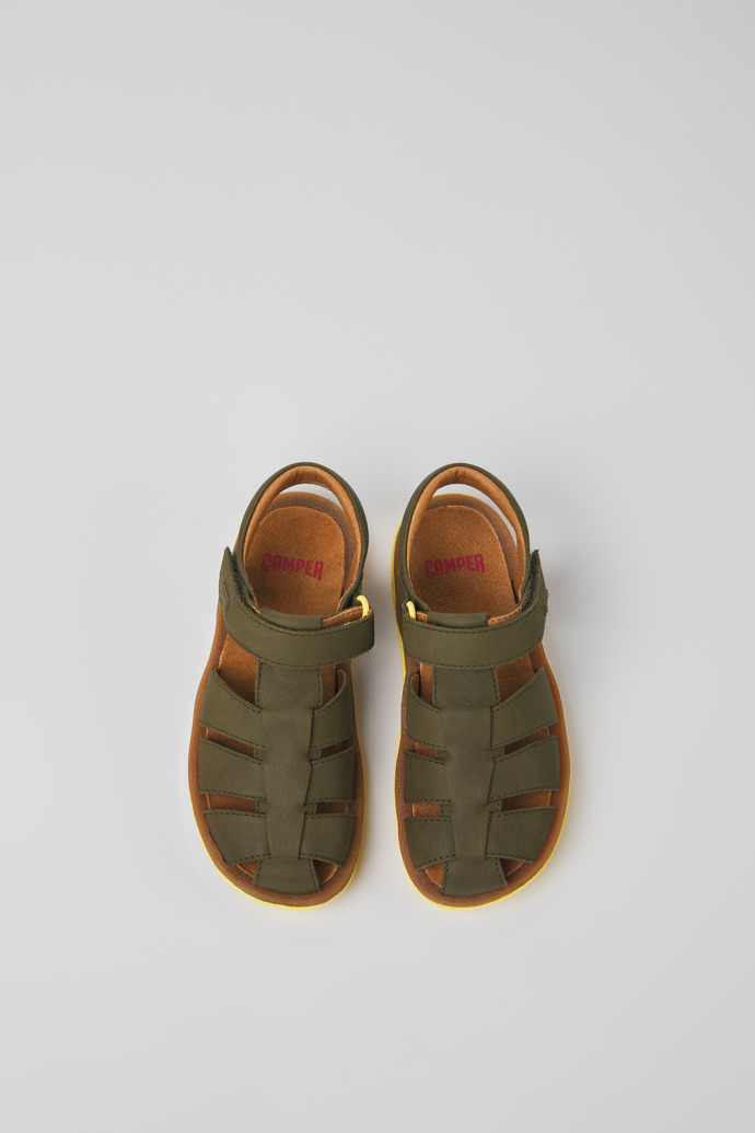 Bicho Green leather sandals for kids
