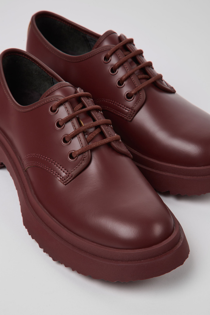 Walden Burgundy leather lace-up shoes for women