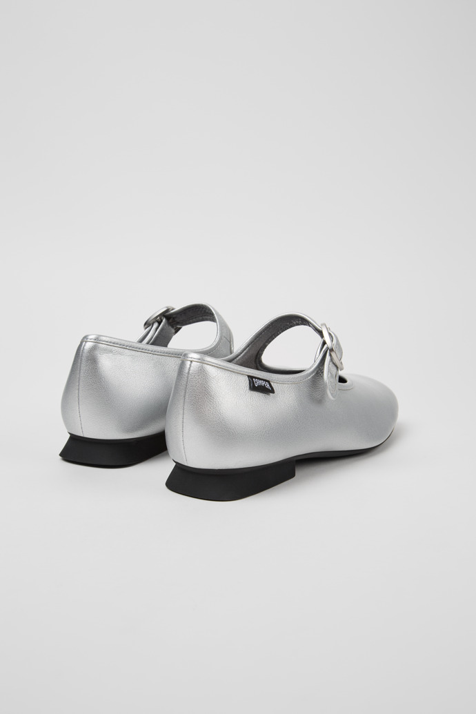 Casi Myra Silver Leather Shoes for Women.