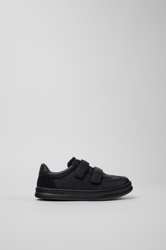 Runner Black Leather and Nubuck Sneakers for Kids.
