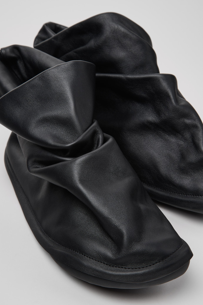 Camper x ISSEY MIYAKE - Peu Form Black Leather Ankle Boots for Men.