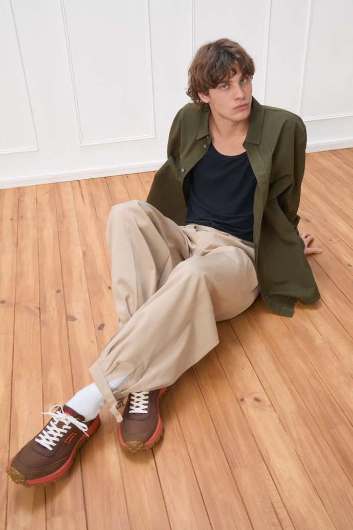 Drift Trail Brown Textile and Nubuk Sneakers for Men.