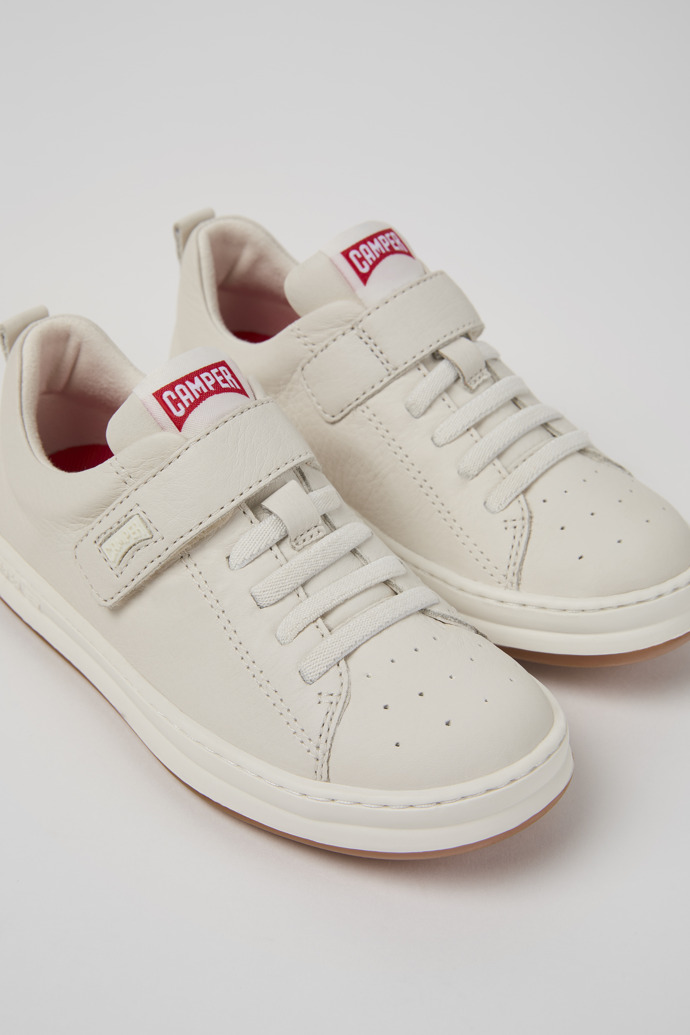 Runner White Leather Sneakers for Kids.
