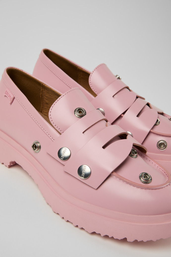 Twins Pink Leather Moccasins for Men.