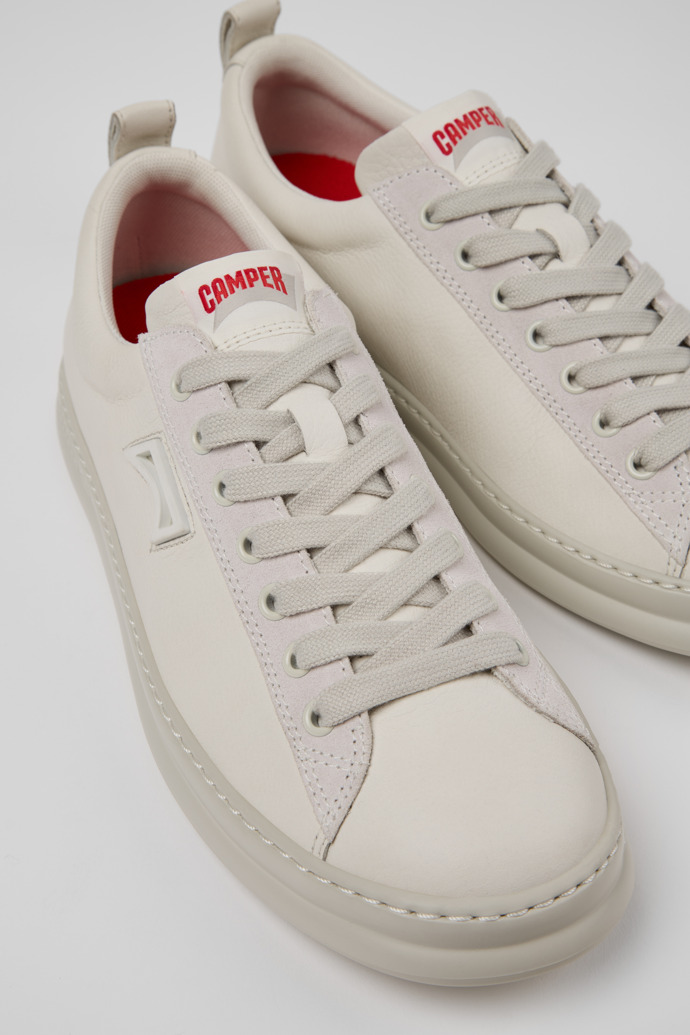 Runner White Leather and Nubuck Sneakers for Men.