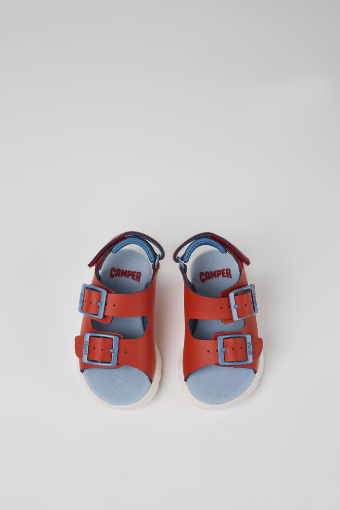 Oruga Red leather sandals for kids