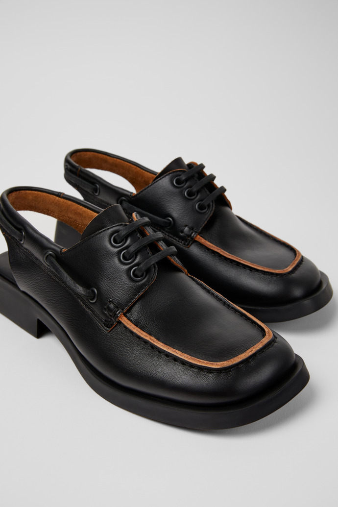 Dana Black Leather Moccasin/Nautical Shoes for Women.