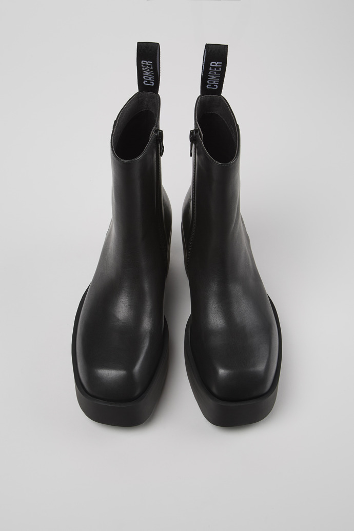 Billie Black Leather Mid Boots for Women.