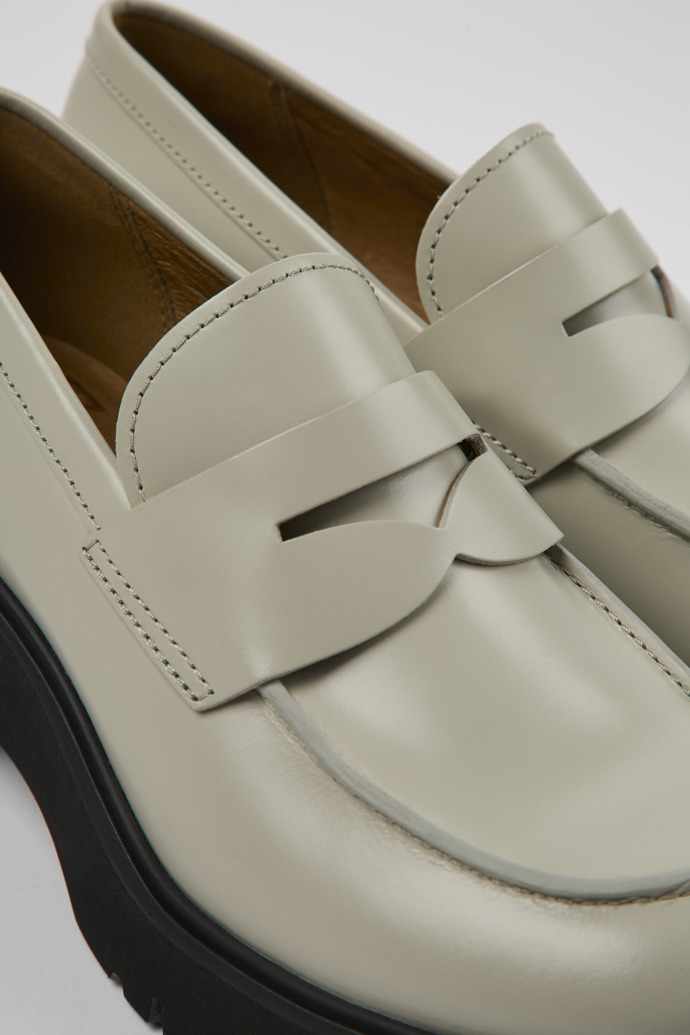 Milah Gray leather loafers for women