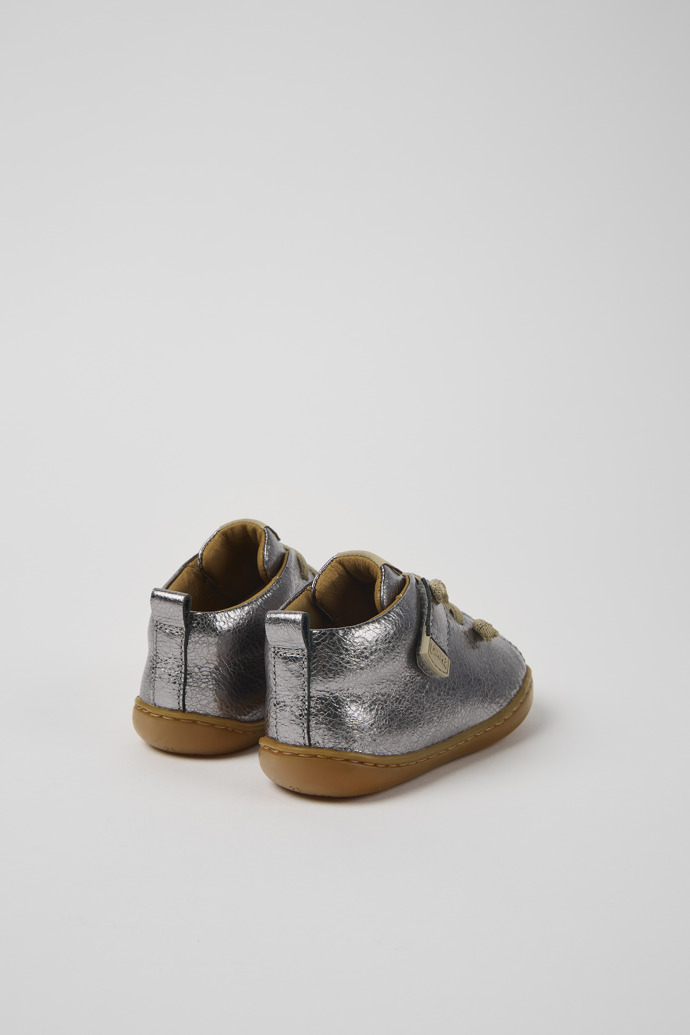 Peu Silver Leather Ankle Boots for Kids.