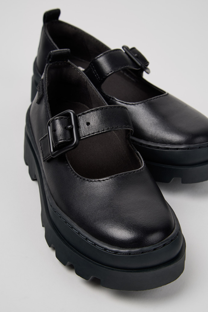 Brutus Black Leather Shoes for Kids.