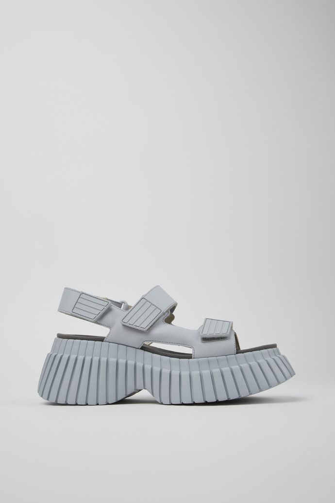 BCN Gray Leather 2-Strap Sandal for Women