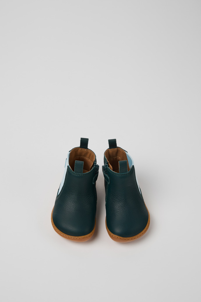 Peu Green leather boots for kids