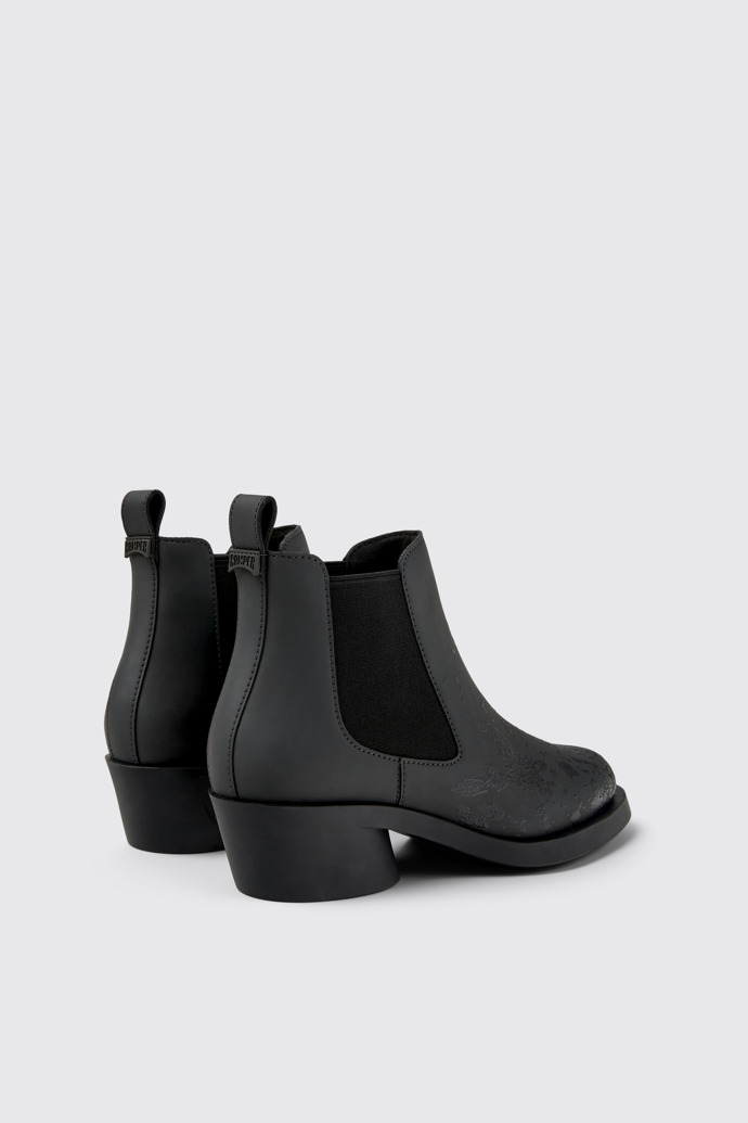 Bonnie Gray and black leather ankle boots for women