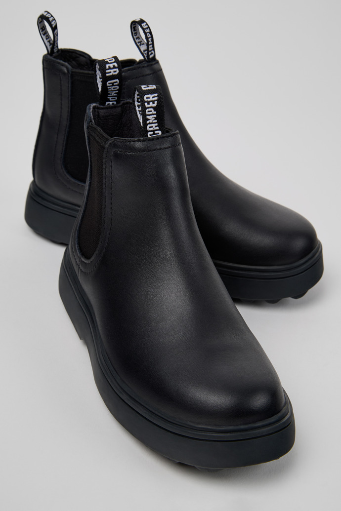 Norte Black Leather Ankle Boots for Kids.