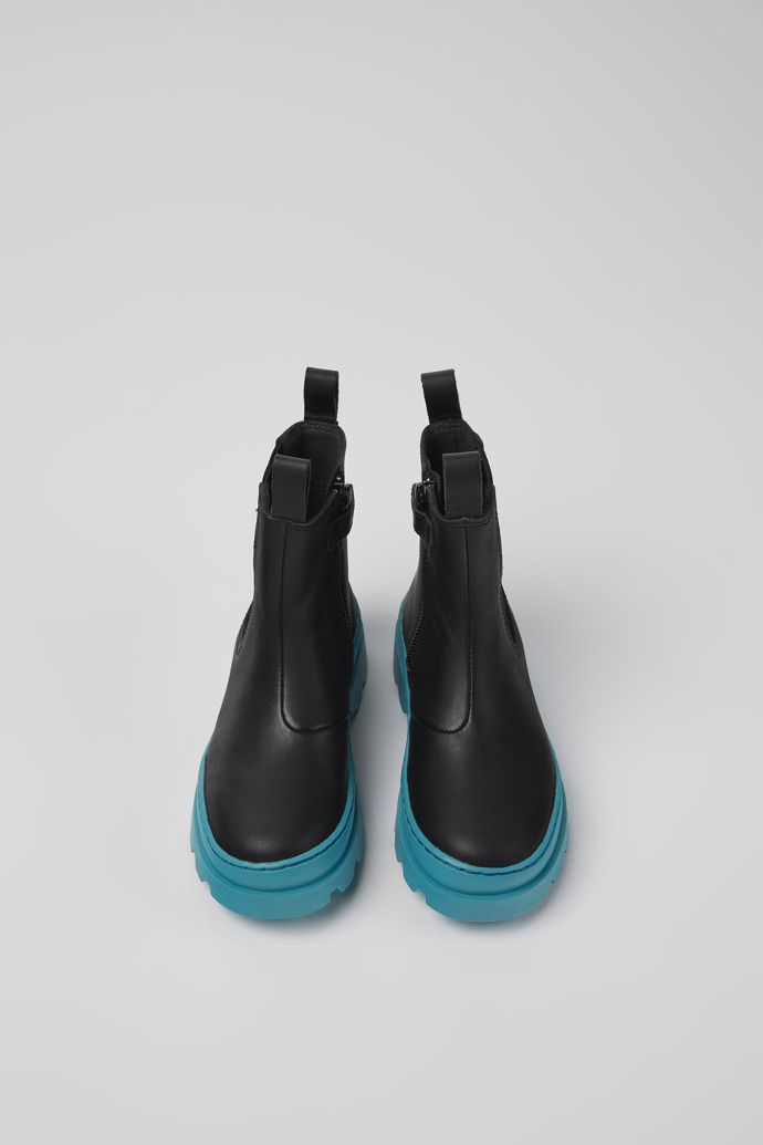 Brutus Black leather Chelsea boots for kids