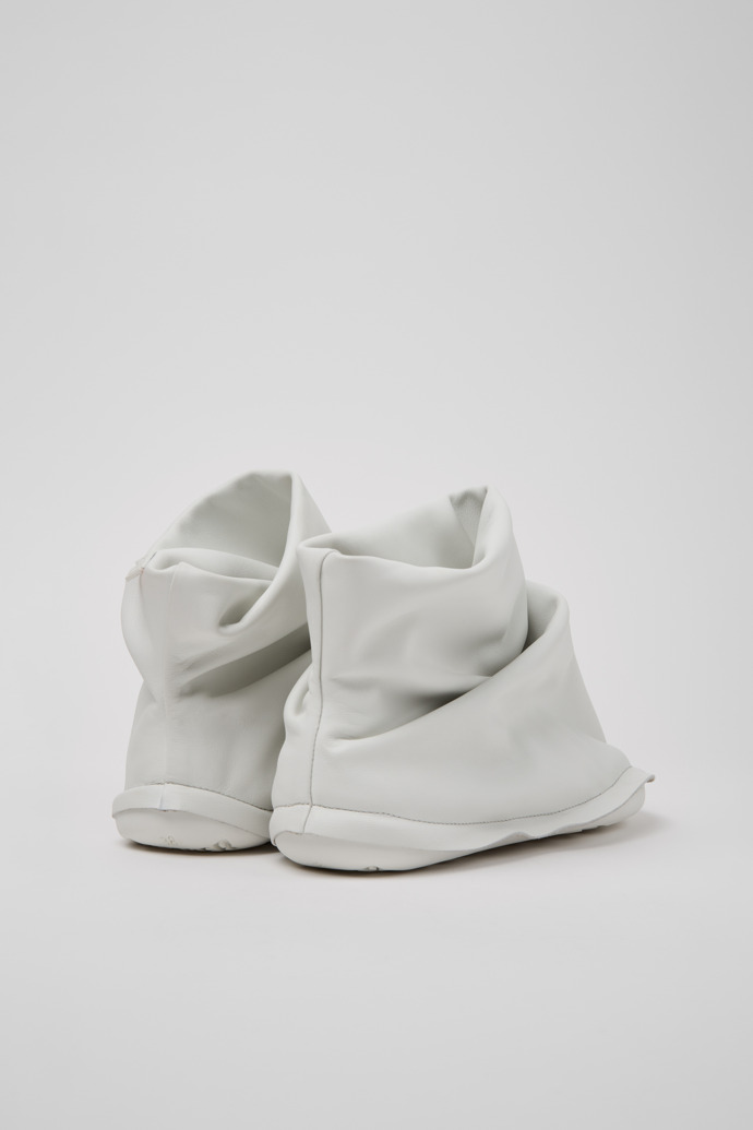 Camper x ISSEY MIYAKE - Peu Form White Leather Ankle Boots for Women.