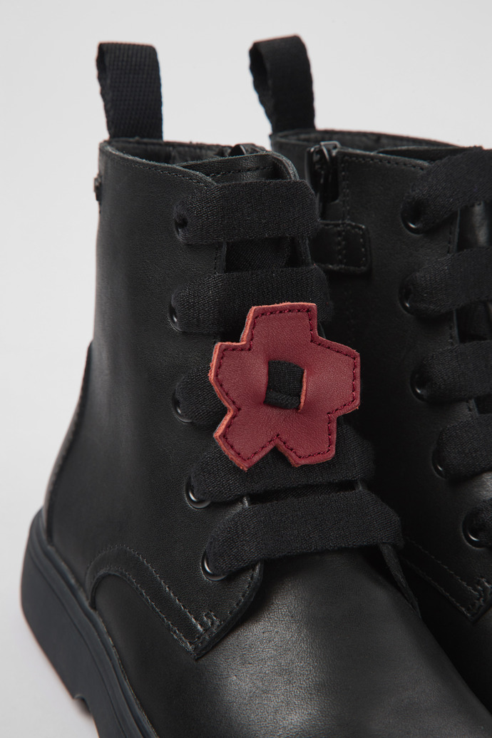 Twins Black leather ankle boots for kids