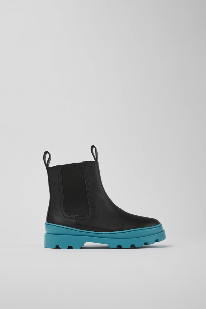 Brutus Black leather Chelsea boots for kids