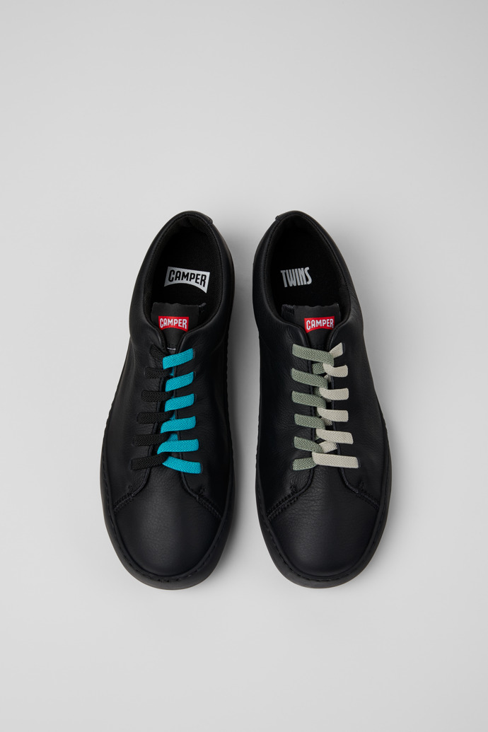 Twins Black Leather Sneakers for Men.
