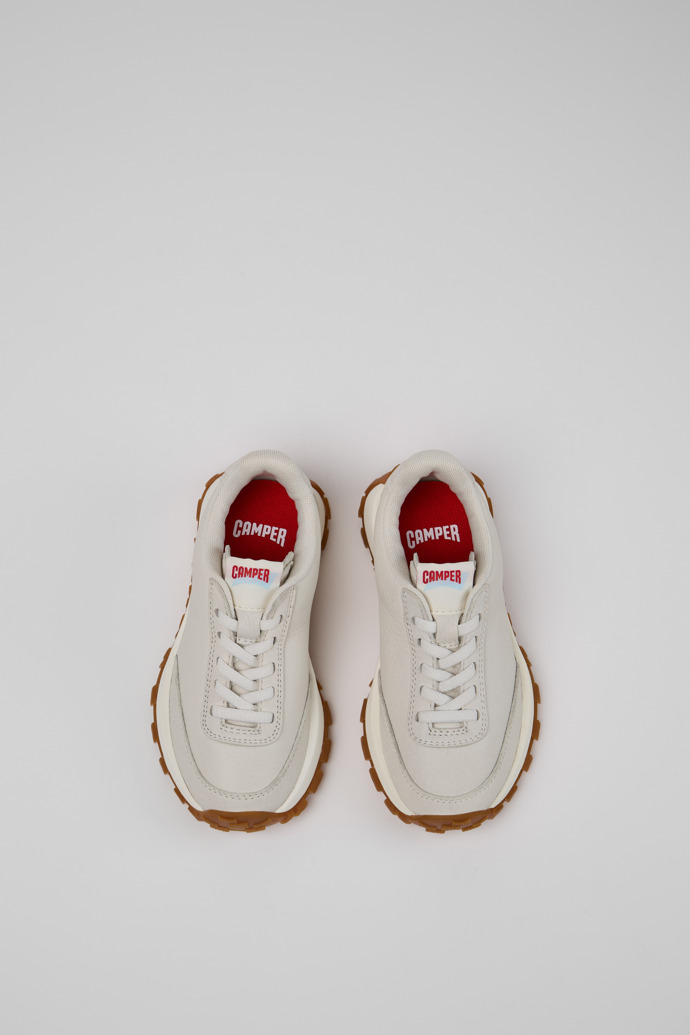 Drift Trail White Leather Sneakers for Kids.