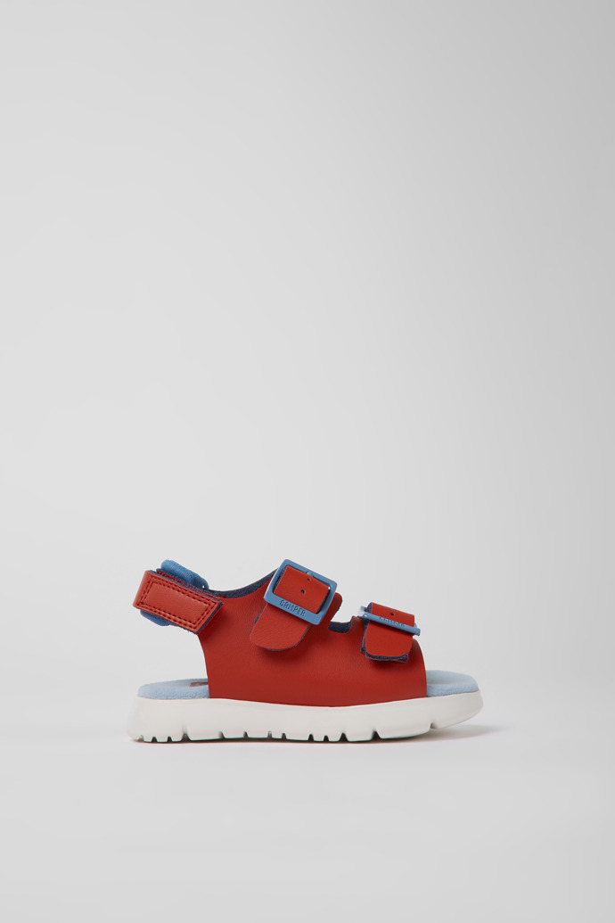 Oruga Red leather sandals for kids