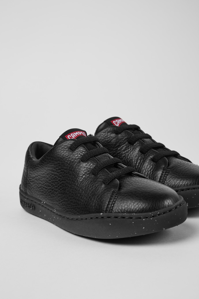 Peu Touring Black leather sneakers for kids