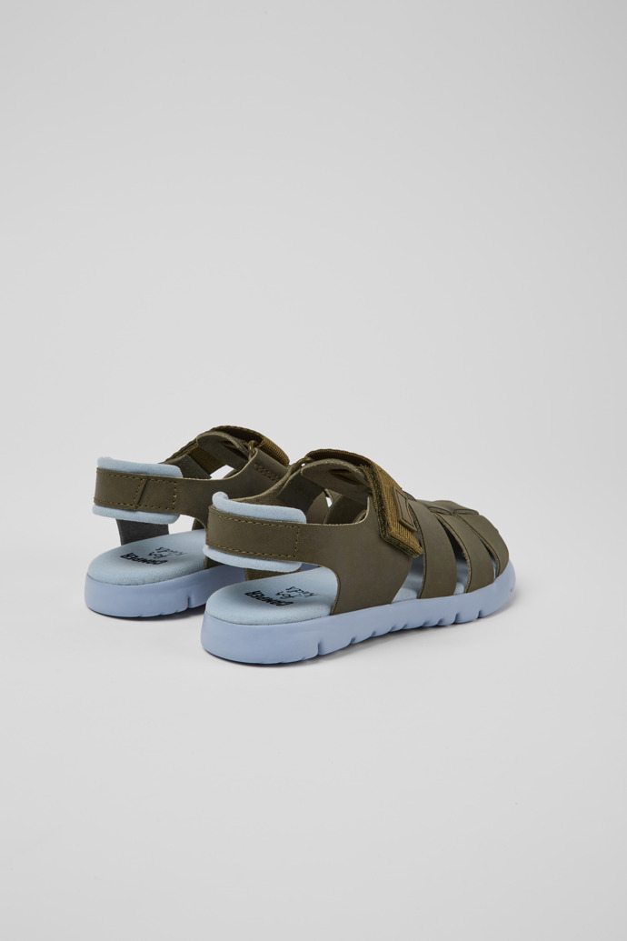 Oruga Green leather sandals for kids