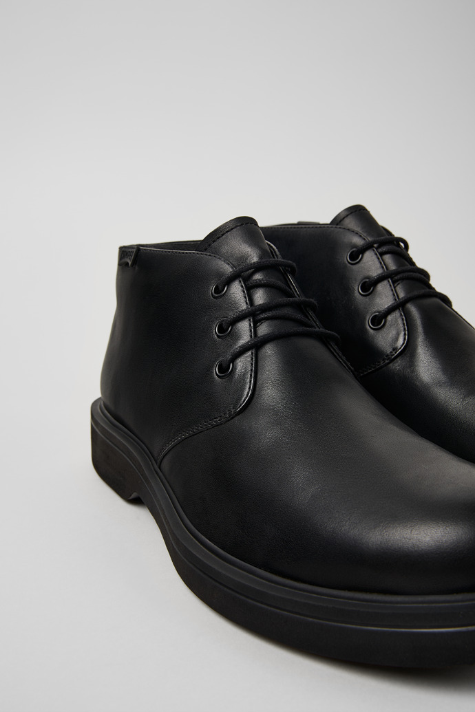 Norman Black Leather Ankle Boots for Men.