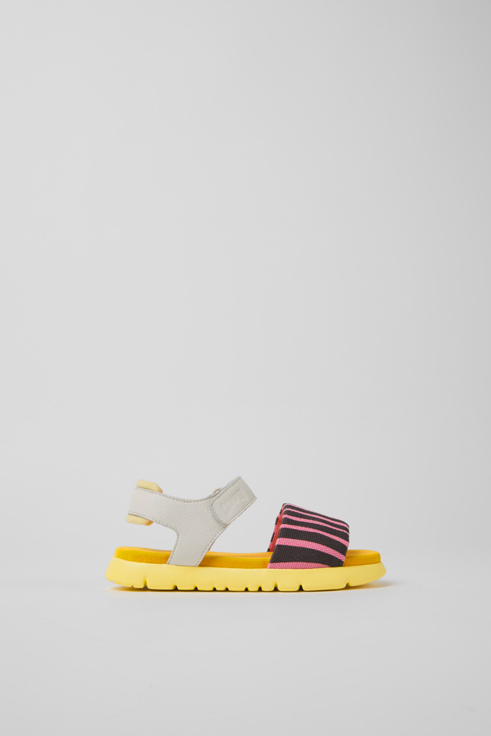 Oruga Multicolored textile and leather sandals for kids
