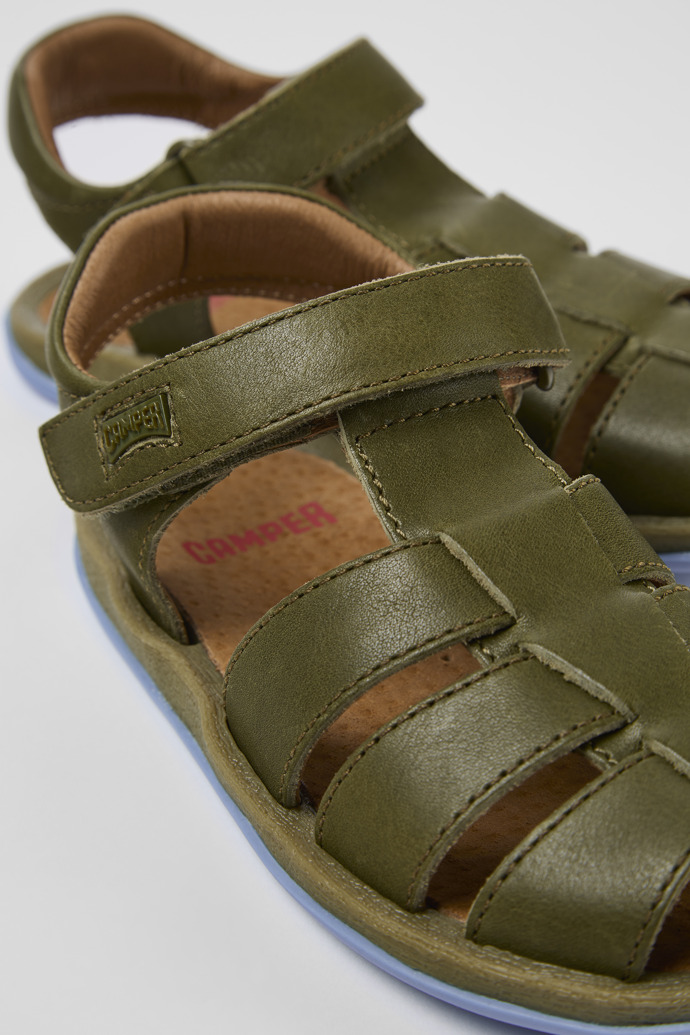 Bicho Green Leather Sandal