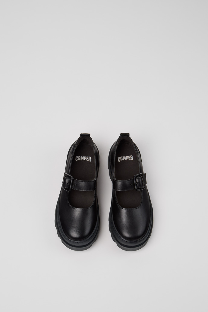 Brutus Black Leather Shoes for Kids.