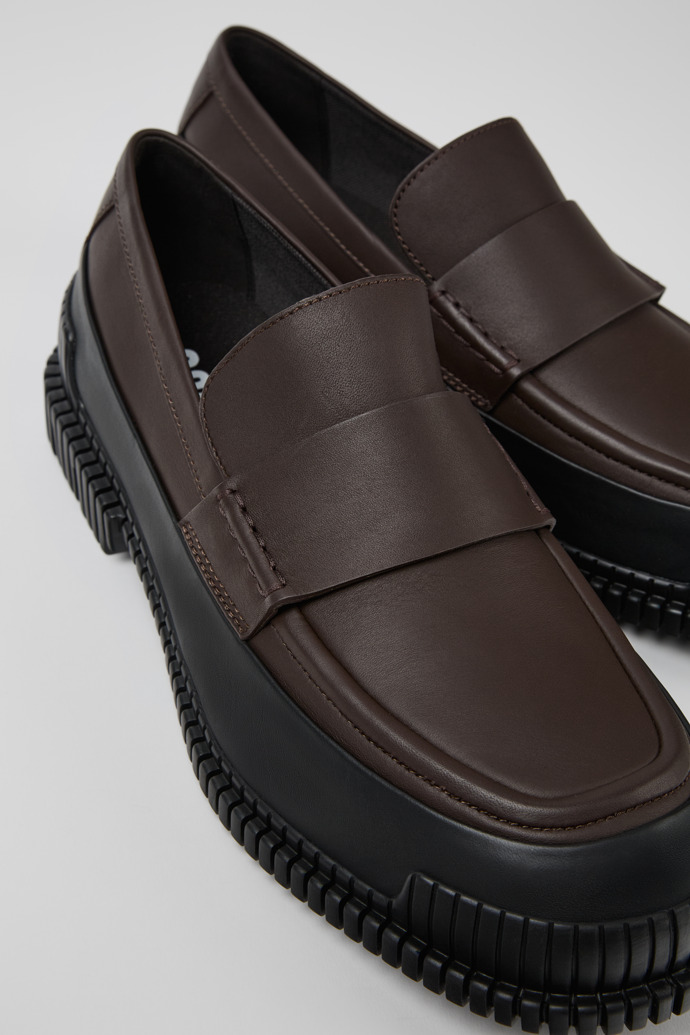 Pix Brown-black Leather Moccasin for Men
